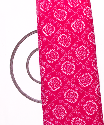 Dark Pink Colour Bandhani Printed Cotton Fabric